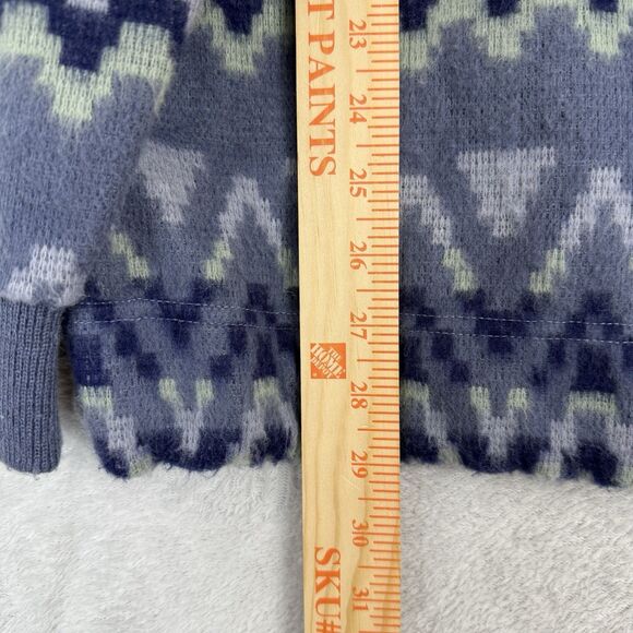 Vtg Aztec Pullover Jacket Womens Medium Blue Green Tribal Southwest Cozy Fuzzy - Picture 8 of 11
